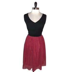 TORRID Plus Size 20W A-Line Dress Black Red Sleeveless Knee Length